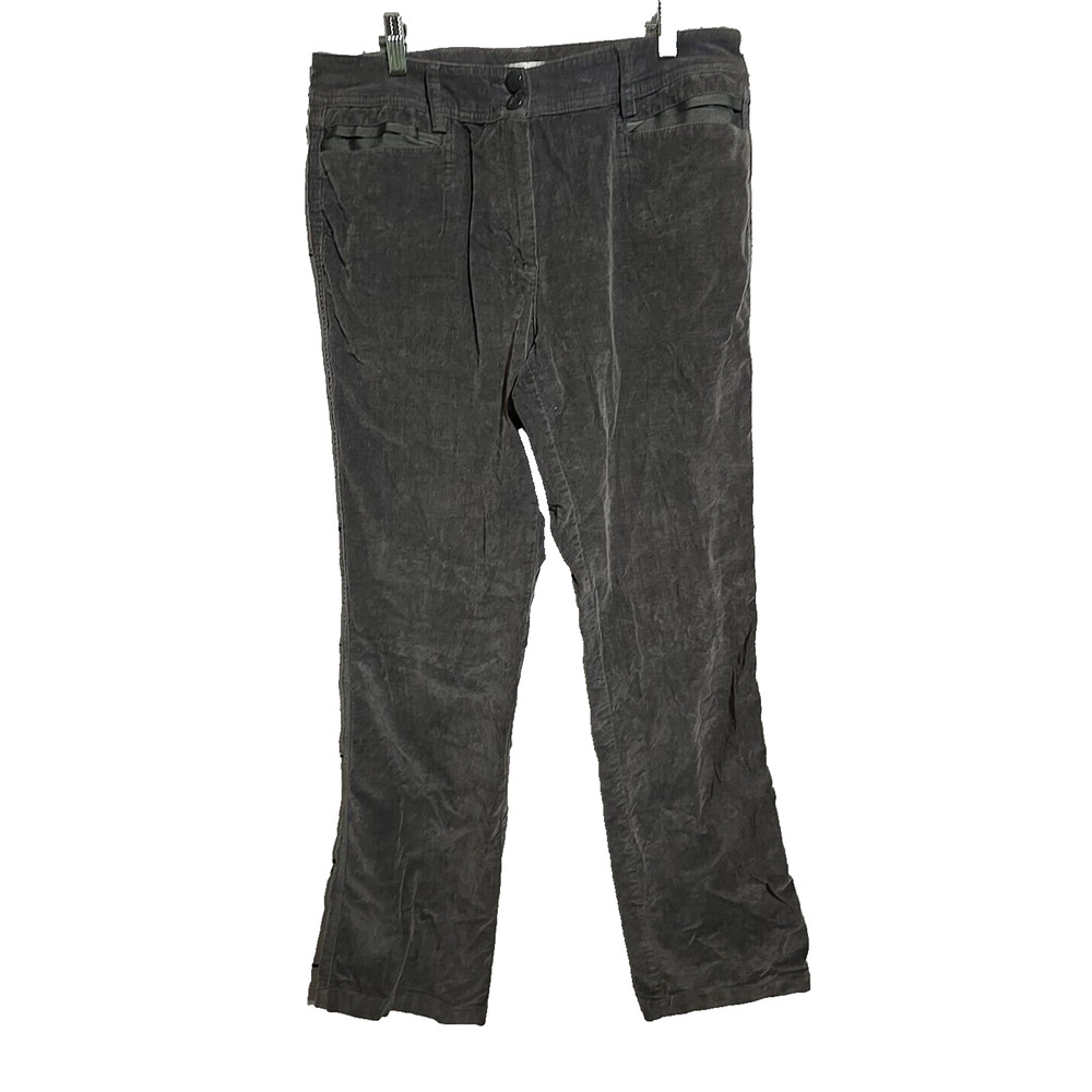 Dressbarn Gray Chino Straight Leg Mid Rise Corduroy Casual Pants Womans Size 12
